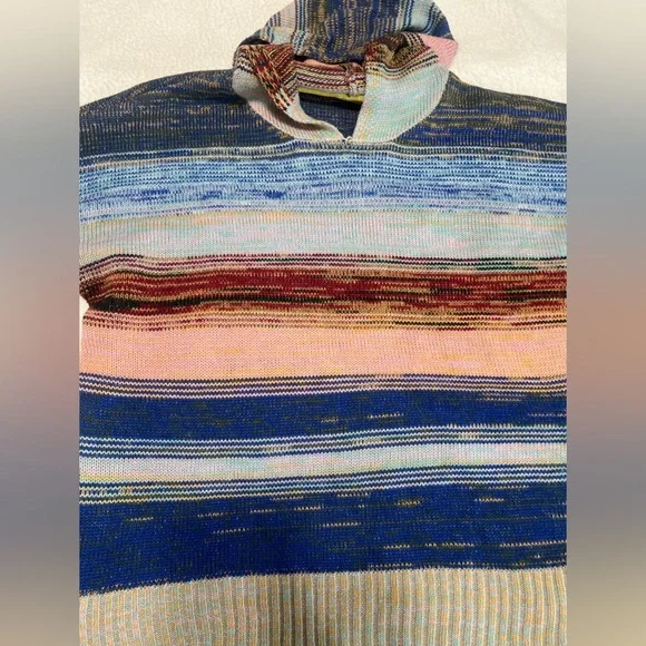 OVLA Boho Striped Hooded Knit Sweater XL Anthropologie Style - Picture 6 of 8